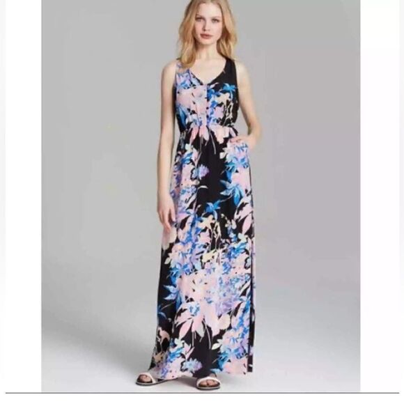Yumi Kim Black Floral Halter Maxi Dress| Size M - Picture 1 of 12